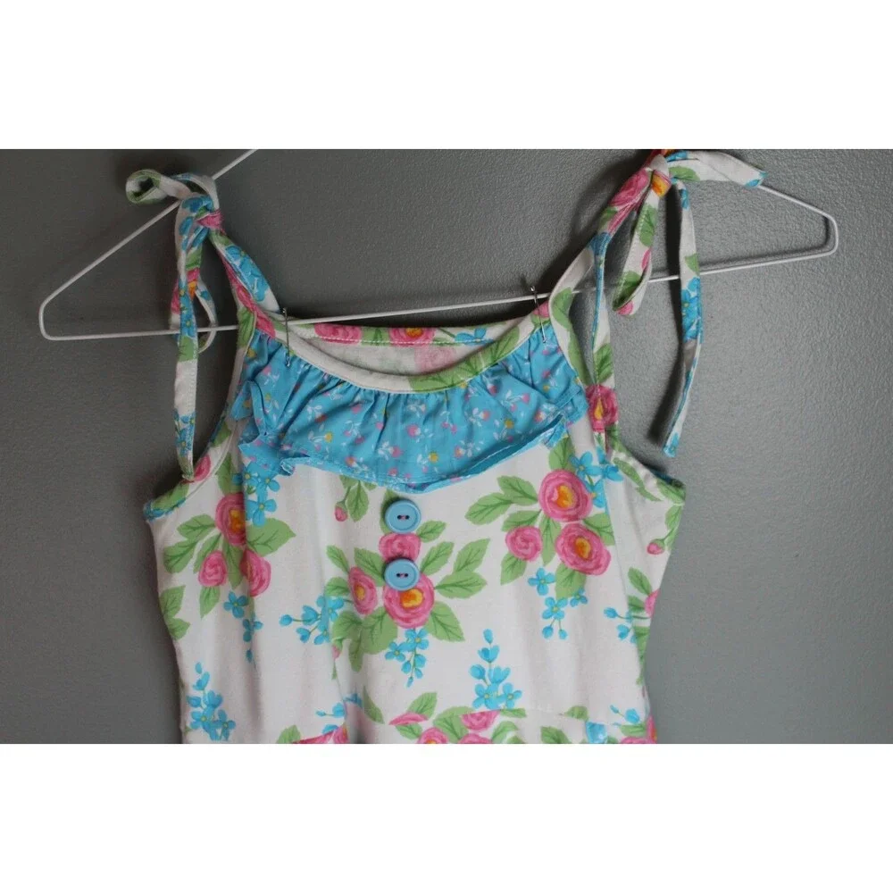 Eleanor Rose White Blue Floral Dress Girls Size 8-10 Spring Easter